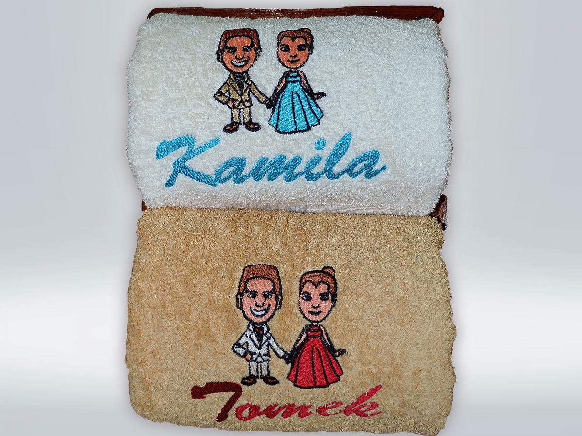 Ręczniki z wyhaftowanym motywem podesłanym przez klienta