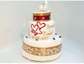 Kremowy tort z haftem