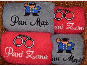 Szary i czerwony zestaw z haftem dla małżeństwa